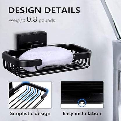SEIDO Matte Black Soap Dish for Shower Wall, Black Bar Soap Holder for Bathroom & Kitchen, 304 Stainless Steel Wall Mount Soap Dish Holder, 4.8" L x 3.2" W Internal - color: Matte Black