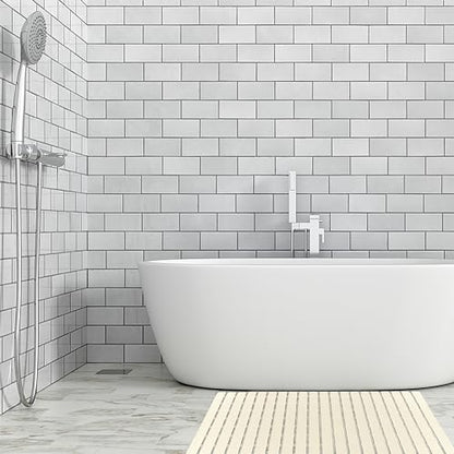 BEMISO Shower Mat Non Slip Bathtub Mat with Suction Cups and Drain Holes 27.5 x15.7 Inch Bath Mat for Tub & Shower.Easy Dry,Easy to Cut,Eco-Friendly - color: Beige, size: 27.5 x 15.7 inches