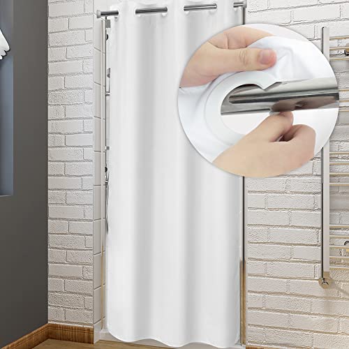 River Dream No Hook Stall Shower Curtain or Liner 36" Wide - Soft Microfiber Small Shower Curtain with Magnets for Narrow Stall, Waterproof Fabric & Machine Washable, White - color: White, size: 36"W x 74"L (Pack of 1)