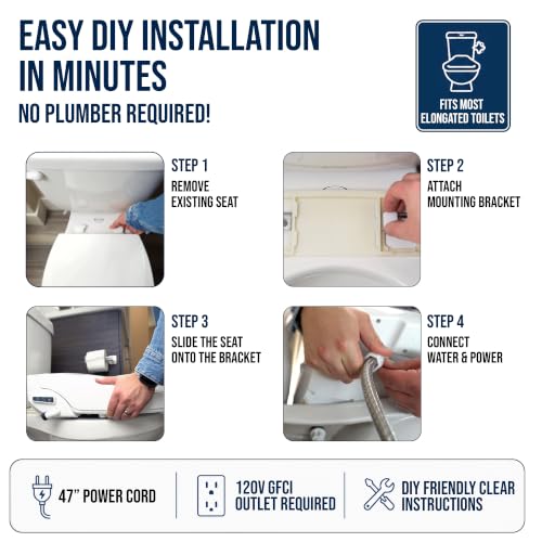 BidetMate 2000 Series Electric Bidet Toilet Seat, Air Dryer, Deodorizer | Heated Water & Seat, Unlimited Warm Water Wash, Self Cleaning Nozzle, Wireless Remote Bidet Seat, Fits Elongated Toilets - style: 2000 Series | Elongated | Remote