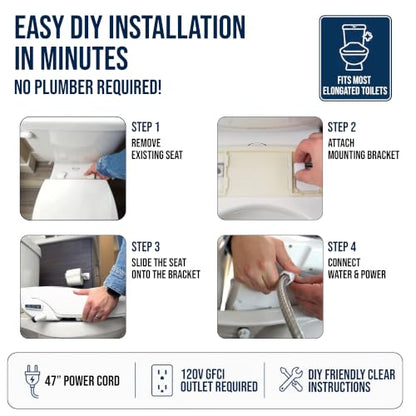BidetMate 2000 Series Electric Bidet Toilet Seat, Air Dryer, Deodorizer | Heated Water & Seat, Unlimited Warm Water Wash, Self Cleaning Nozzle, Wireless Remote Bidet Seat, Fits Elongated Toilets - style: 2000 Series | Elongated | Remote