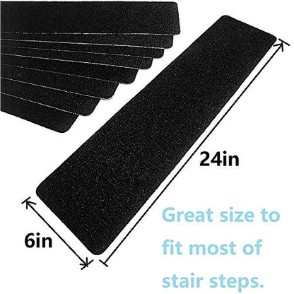 Wild Tribe Pack of 8 Non-Slip Safety Step Tapes Wood Stair Treads Floor Track Sticker 80 Grit for Skateboard & Outdoor & Staircase, Black (6"x24", Black)