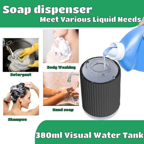 Automatic Soap Dispenser, Touchless Foaming Soap Dispenser Bathroom,Upgrade Hand & Dish Electric Dispenser Adjustable Waterproof Wall Mount Kitchen Auto Soap Pump for Thin & Thick Liquid(Black) - color: Black, style: Foam