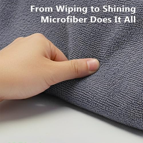 Blue Horizon Microfiber Cleaning Towels, Pack of 24, Ultra Soft Plush Washcloth, All Purpose Premium Microfiber Detailing Cleaning Cloths (16" x 16", Gray) - color: Gray