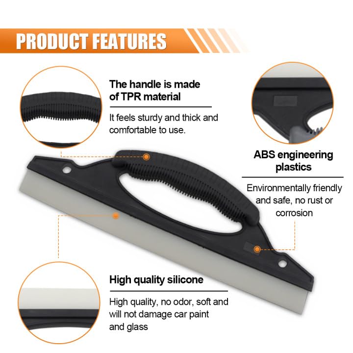 Squeegee Car Dryer Car Water Scraper Tool, 12 Inch Silicone Wiper Board Car Windshield Squeegee with Handle, Shower Squeegee Wiper Blade for Auto Windows Glasses Doors Mirrors Tile Walls - color: 1pc