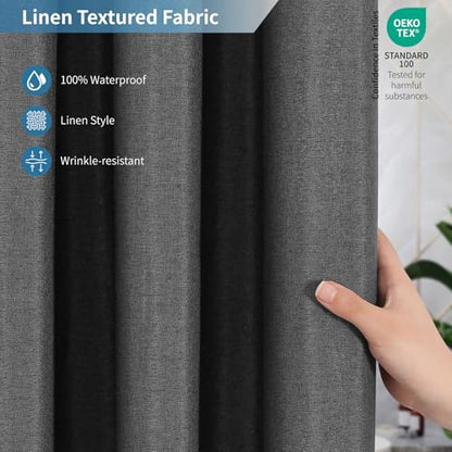 2-in-1 Waterproof Fabric Shower Curtain,No Separate Liner Needed,Linen Textured,Effortless Cleaning & Washable Bathroom Shower Curtain Set with 12 Plastic Hooks,72"x72",Charcoal Grey - color: Charcoal Grey, size: 72"W x 72"L (Pack of 1)