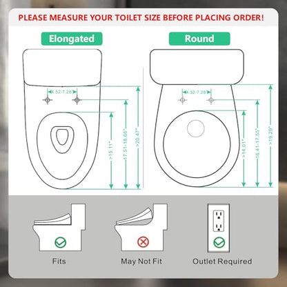 Round Bidet Toilet Seat, Smart Heated Toilet Seat with Warm Water and Dryer, Soft Close Bidet Seat with Adjustable Temperature, Stainless Steel Nozzle - size: Round