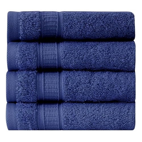 LA' HAM MAM FINE LIVING Luxury Turkish Cotton Towels Easy Care, Extra Soft & Absorbent, Hotel & Spa Quality, Kitchen & Bathroom Turkish Towels (Washcloth Set - 4 Pack, Navy) - color: Navy, size: Washcloth Set - 4 pack