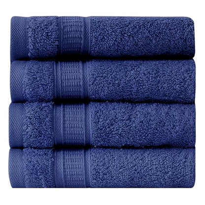 LA' HAM MAM FINE LIVING Luxury Turkish Cotton Towels Easy Care, Extra Soft & Absorbent, Hotel & Spa Quality, Kitchen & Bathroom Turkish Towels (Washcloth Set - 4 Pack, Navy) - color: Navy, size: Washcloth Set - 4 pack
