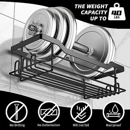 Shower Caddy Shelves Organizer, 3 Pack with Soap Holder, No Drilling Wall Mounted Self Adhesive Shelves, Matte Black - color: Matte Black