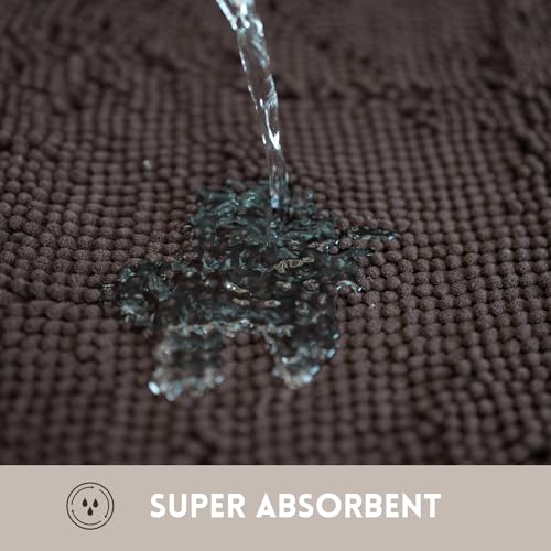 Bathroom Rugs Chenille, Extra Thick and Absorbent, Non-Slip, Machine Washable, Dry Quckily, Soft Cozy Plush, Used Under Shower Bathtub and Sink, Bath Mat Sets Coffee - color: Coffee, size: 20 x 32 inch + 20 x 20 inch (U-Shape)