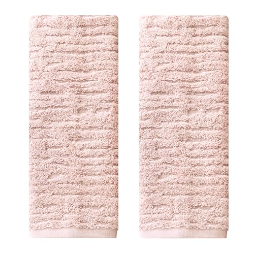 SKL Home CloudSoft 100% Cotton Luxury 2-Piece Hand Towel Set, 600 GSM, Ultra Plush & Absorbent, Blush Pink - color: Blush Pink, style: Hand Towels (Set of 2)