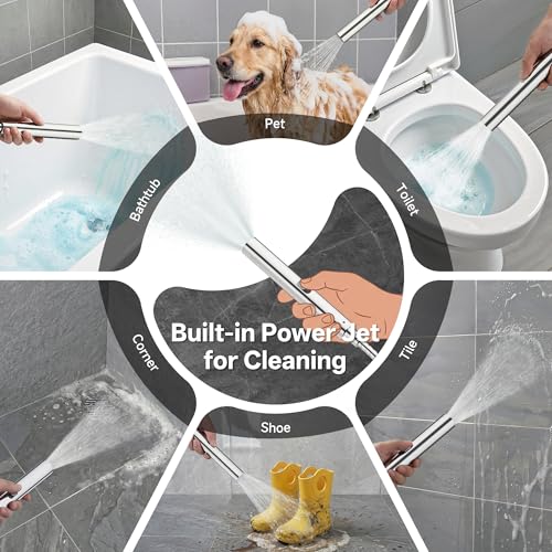 Veken All Metal 12" Luxurious Shower Head with Handheld,Full Body Coverage | Large Detachable 12" Square Rain Showerhead,Dual High Pressure Shower Heads Combo,Power Jet,Overhead Waterfall,Chrome,Silver - color: Chrome, size: 12 Inch