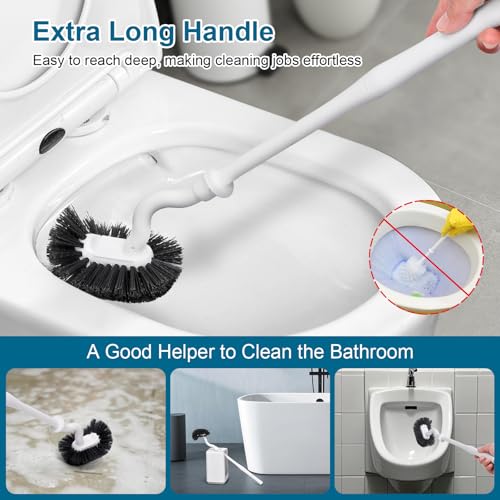 Toilet Bowl Brush and Holder Sturdy Plastic Long Handled Toilet Brushes for Bathroom with Ventilated Base Easy to Assemble for Deep Cleaning (White 1) - color: White 1