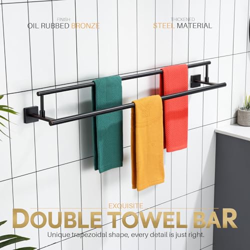 KOKOSIRI Towel Bars 36-Inch Bathroom Towel Holder Oil Rubbed Bronze Double Bath Towel Racks Wall Mounted Stainless Steel B5009ORB-L36 - color: Oil Rubbed Bronze, size: 36-Inch