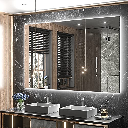 40 x 24 LED Backlit Vanity Mirror Bathroom,3Color White/Warm/Natural,Anti-Fog Lighted Mirror,Dimmable,Wall Mounted - color: Backlit-3 Color, size: 24"L x 40"W