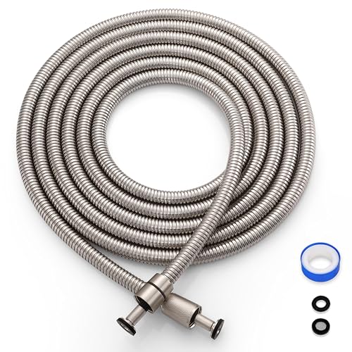 G-Promise 160 Inch Stainless Steel Long Shower Hose Replacement | Thickened and Stretchable Design, Built to Last, Tangle & Kink Free, Universal Fit,Tool-free Installation - color: Brushed Nickel, size: 160 INCH