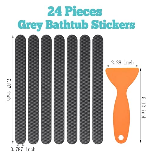 24Pcs Safety Bathtub Strips, Adhesive Non Slip Bathtub Stickers Anti Slip Shower Stickers, Safety Adhesive Strips for DIY, Stair, Floor (Grey) - color: Grey
