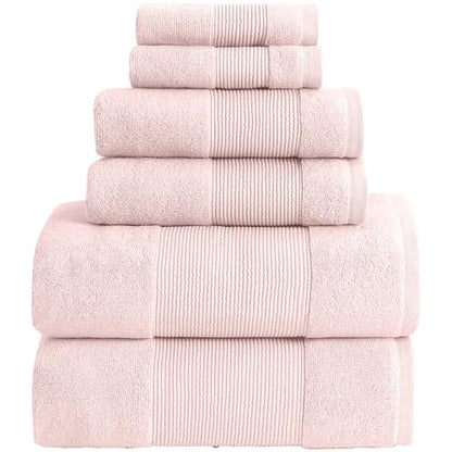 Modern Threads Air Cloud 6-Piece Towel Set - 100% Zero-Twist Cotton, 500 GSM, Quick Dry & Plush, Blush - color: Blush, size: 6 Pcs Towel Set