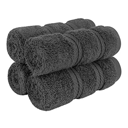 American Soft Linen 100% Cotton Luxury Turkish Towels, 4 PC Washcloth Set | Soft Absorbent Quick Dry OEKO Tex Standard 100 Certificated Durable Machine Washable Premium Hotel Quality - color: Dark Gray, size: 13"x13"