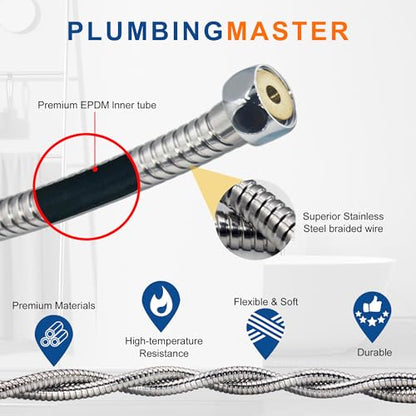 Shower Hose 96 Inches Stainless Steel Handheld Shower Head Hose Replacement with Brass Nut Long Fexible Shower Hose Extension - size: 96 inch(1pcs)
