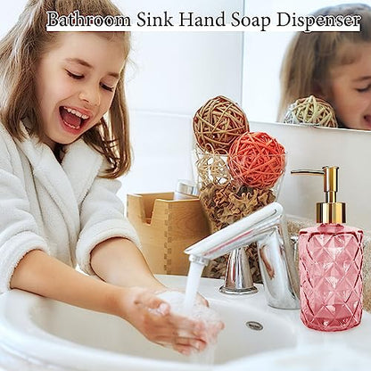 Glass Soap Dispenser with Pump, Soap Dispenser, Lotion Dispenser for Dishwashing Liquid, Lotion Shower Gel (Pink) - color: Diamond Pink