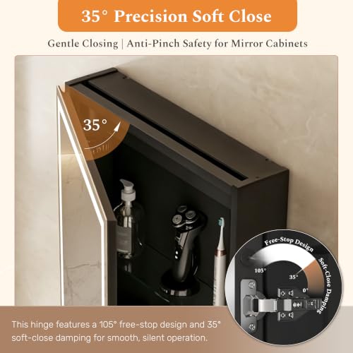 Spliceable Modular LED Lighted Bathroom Medicine Cabinet Mirror with Anti-Fog Aluminum Frame, Adjustable Lighting, Built-in Sockets & USB Ports – Wall Mounted (Left Hinge, 28" L x 20" W) - color: 20"×28" Led Left Hinge Cabinet