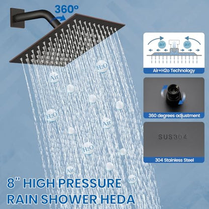 Airuida Shower Faucet Set,8 Inch Shower Valve Kit,Oil Rubbed Bronze | Male Threads,Rough-in Valve Shower Trim Kit,Single Handle Control Shower Set - color: Oil Rubbed Bronze, size: 8 Inch