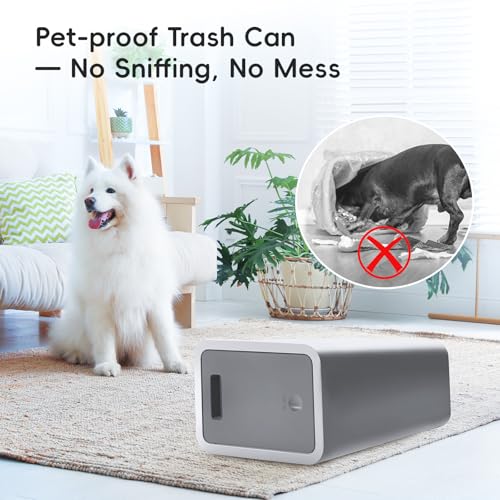 Lysam 4 Gallon Trash Can 3 Packs, Bedroom Trash Can with Lid & Trash Bags | Small Garbage Can Press-Top for Dog Proof, Oder Seal, Waste Basket for Office, Living Room, Bathroom White & Grey & Blue - color: Blue & White & Grey