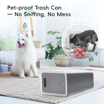 Lysam 4 Gallon Trash Can 3 Packs, Bedroom Trash Can with Lid & Trash Bags | Small Garbage Can Press-Top for Dog Proof, Oder Seal, Waste Basket for Office, Living Room, Bathroom White & Grey & Blue - color: Blue & White & Grey