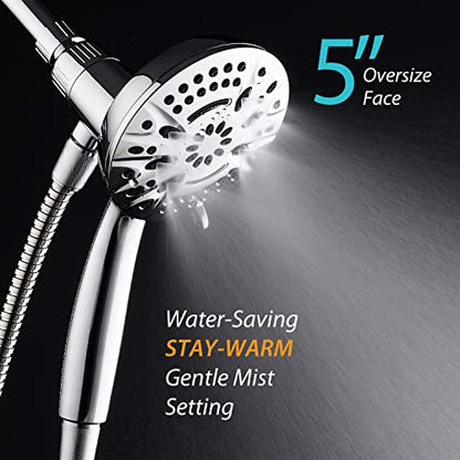 AquaDance New Magnetic Docking 8-setting High Pressure Handheld Shower Head | Space-age Magnetic Guidance Bracket System, Giant 5-inch Face, Extra-long 72-inch Stainless Steel Hose - All Chrome Finish - color: All Chrome