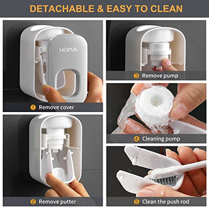 MOPMS Automatic Toothpaste Dispenser Wall Mounted for Kids and Adult 2Pcs | Automatic Toothpaste Squeezer Holder for Bathrooms - color: Grey-2pcs