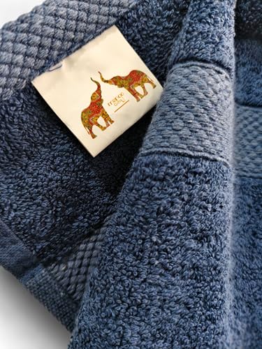 Mango Gifts 100% Cotton Hand Towels Set of 2, 16 x 28 Inch, Soft Combed Cotton, Highly Absorbent, Quick Dry, Sustainable Towels for Bathroom, Hotel, Spa, Dorm, Navy Blue - color: Navy Blue