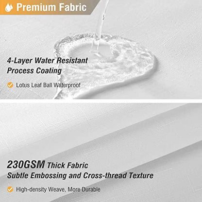 Extra Long Fabric Shower Curtain - 84 Inches Long Linen Textured Heavy Duty Cloth Shower Curtain Set with 12 Plastic Hooks, Large Hotel Luxury Polyester Bath Curtains for Bathroom(72"x84", White) | Tall Size, 230GSM Polyester, Heavy Duty Cloth, Weighted H