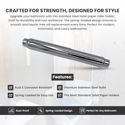 Premier Stainless Steel Toilet Paper Roller Holder, Spring-Loaded (Chrome) - color: Chrome