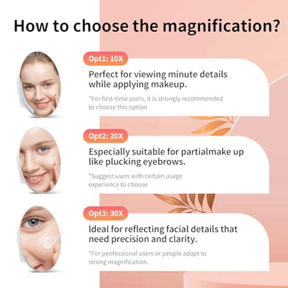 20X Magnifying Mirror with 3 Suction Cups, Large 6inch Magnified 20X Travel Round Makeup Make up High Magnification Mirror with Tweezers Sets - color: 20x -Pink