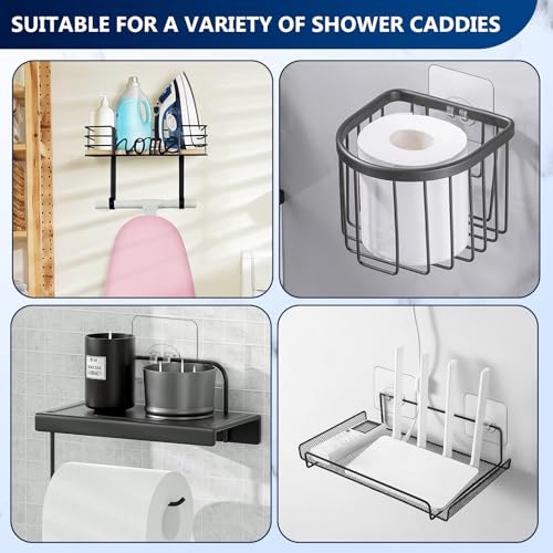 14 Pack Shower Caddy Adhesive Replacement, Waterproof Strong Hooks for Shower Caddy, No Drilling Bathroom Storage Shelves, Soap Holder, and Kitchen Racks - color: Clear 1 Hooks-14 Pack