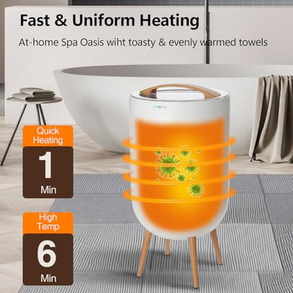 Towel Warmer, 25L Towel Warmer Bucket for Bathroom - Speaker & Ambient Light, Adjustable Timer, Auto Shut-Off, Fits Up to Two Large 40x70 Towels, Blanket Robes Pjs, Ideal Gift