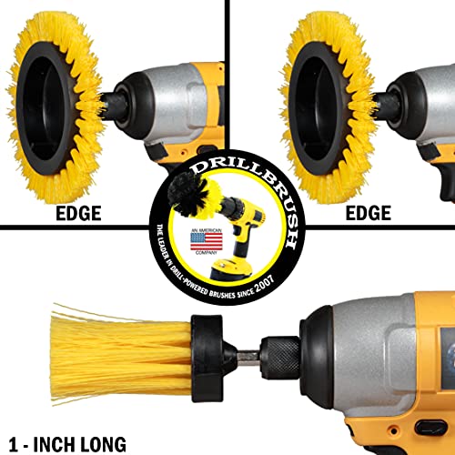 Tile and Grout Cleaning Drill Brush Set - Bathroom Scrub Brush for Drill | 3 pack Drill Brush Power Scrubber Cleaning Brush Yellow Medium Stiffness - Shower Floor Scrub Brush for Drill - Crevice Brush - color: Yellow
