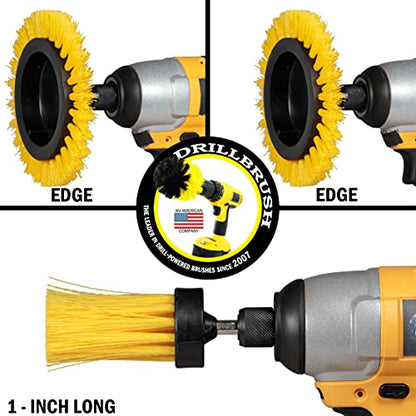 Tile and Grout Cleaning Drill Brush Set - Bathroom Scrub Brush for Drill | 3 pack Drill Brush Power Scrubber Cleaning Brush Yellow Medium Stiffness - Shower Floor Scrub Brush for Drill - Crevice Brush - color: Yellow