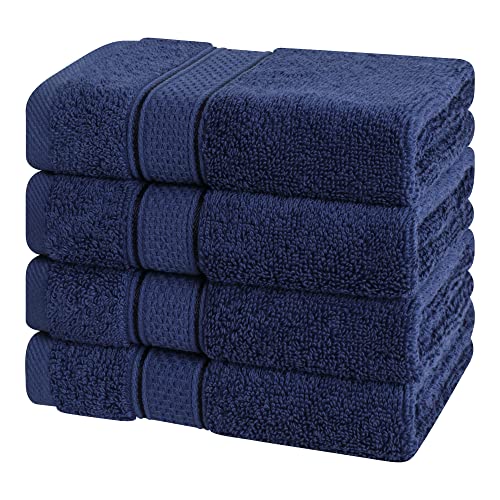 American Soft Linen Salem Washcloth Sets, 4 Piece Luxury 600 GSM 100% Cotton Washcloths for Bathroom, 13x13 inches Washrags Premium Quality Hand Face Towels, Navy Blue - color: Navy Blue, size: 13x13"
