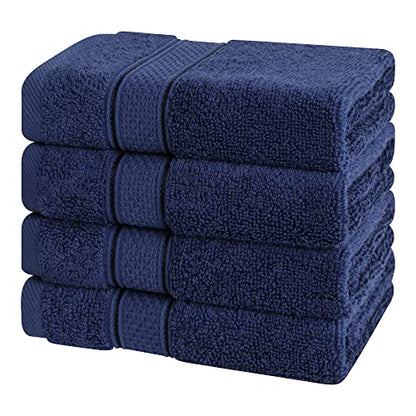 American Soft Linen Salem Washcloth Sets, 4 Piece Luxury 600 GSM 100% Cotton Washcloths for Bathroom, 13x13 inches Washrags Premium Quality Hand Face Towels, Navy Blue - color: Navy Blue, size: 13x13"