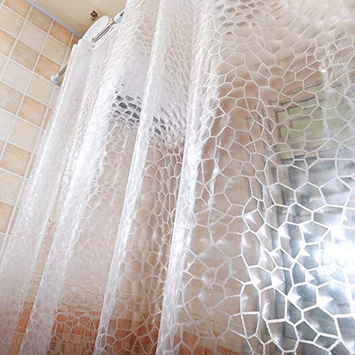 AooHome Short Shower Curtain Liner, Water Cube Eva Shower Curtain with Bottom Magnets, Water Repellent, Semi Transparent, 72 W x 60 L inch - color: Water Cube, size: 72"W x 60"L (Pack of 1)