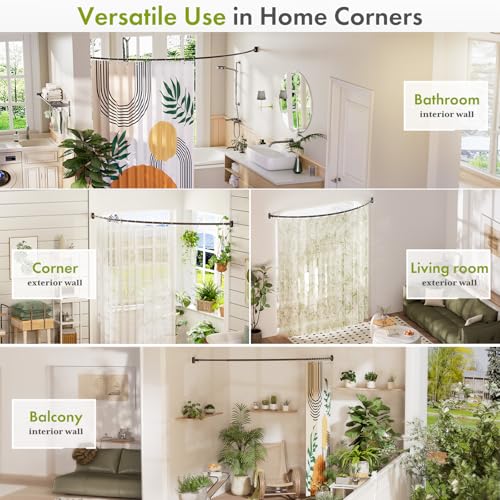 AmazerBath 20-84 Inches Arched Curved Shower Curtain Rod, Heavy Duty Shower Rod Rust Proof Bathroom Curtain Rod, Adjustable Telescoping Design Easy Segmented Installation, Need to Drill, Bronze - color: Bronze
