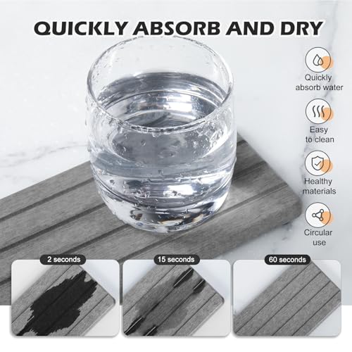 4PCS Stone Drying Tray for Bathroom Sink and Kitchen Counter, Fast Drying Diatomite Stone Sink Tray Soap Trays, Diatomaceous Coaster, Water Absorbing Stones Trays for Sinks - color: Gray 4stripes