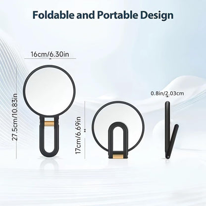 80X Magnification Vanity Mirror, 360° Adjustable Handle, Foldable Double-Sided Mirror, Handheld/Wall-Mounted/Desk-Mounted, Suitable for Makeup, Eyebrow Grooming, Portable Beauty Tool