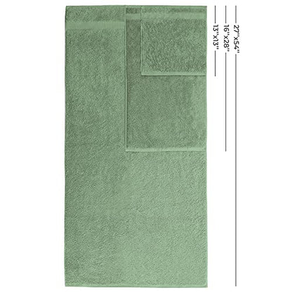 American Veteran Towel, 100% Cotton Turkish 6 Piece Towel Set, Luxury Towels Set of 6 for Bathroom Essentials, 2 Bath Towel 2 Hand Towel 2 Washcloth, Sage Green - color: Sage Green, size: XL 6PC