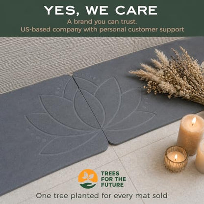Stone Bath Mat, Diatomaceous, Quick Dry - Lotus Fusion 2-Pack | Non-Slip, Stone Bath Mats for Bathroom, Diatomite, 23.6"x15.4" (Set of 2) - color: Lotus Fusion 2-pack