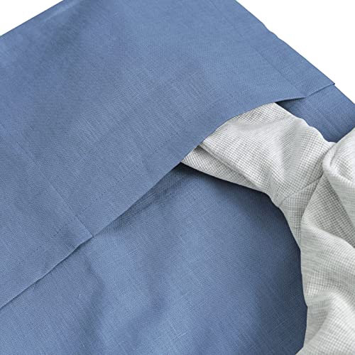 Amazhiyu Pure Linen Over The Door Laundry Hanging Hamper Bag with Bottom Zipper and Pockets Cyan Blue - color: Cyan Blue