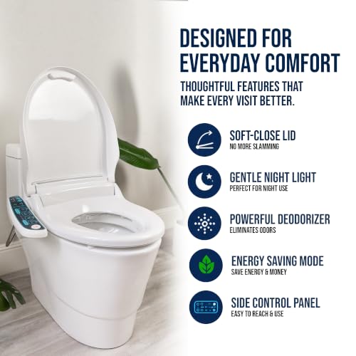 BidetMate 2000 Series Electric Bidet Toilet Seat, Round, Heated Seat | Heated Water Seat, Unlimited Warm Water Wash, Dryer, Deodorizer, Self Cleaning Nozzle, Side Panel Control, Fits Round Toilets - style: 2000 Series | Round | Side Panel